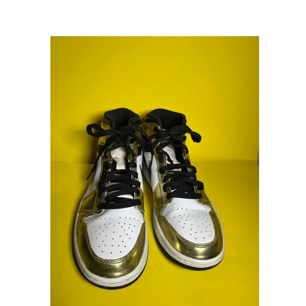 Nike Air Jordan 1 Mid SE Metallic Gold Black White DC1419-700 Size 9.5